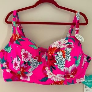 Torrid NWT Bikini Top Hot Pink Floral 3X
